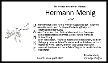 Anzeige von Hermann Menig von Schwäbische Zeitung