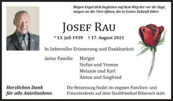 Anzeige von Josef Rau von Schwäbische Zeitung