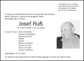 Anzeige von Josef Ruß von Schwäbische Zeitung