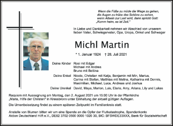 Anzeige von Michl Martin von Schwäbische Zeitung