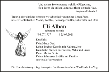 Anzeige von Uli Alban von Schwäbische Zeitung