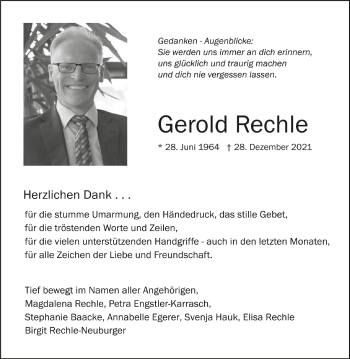 Anzeige von Gerold Rechle von Schwäbische Zeitung