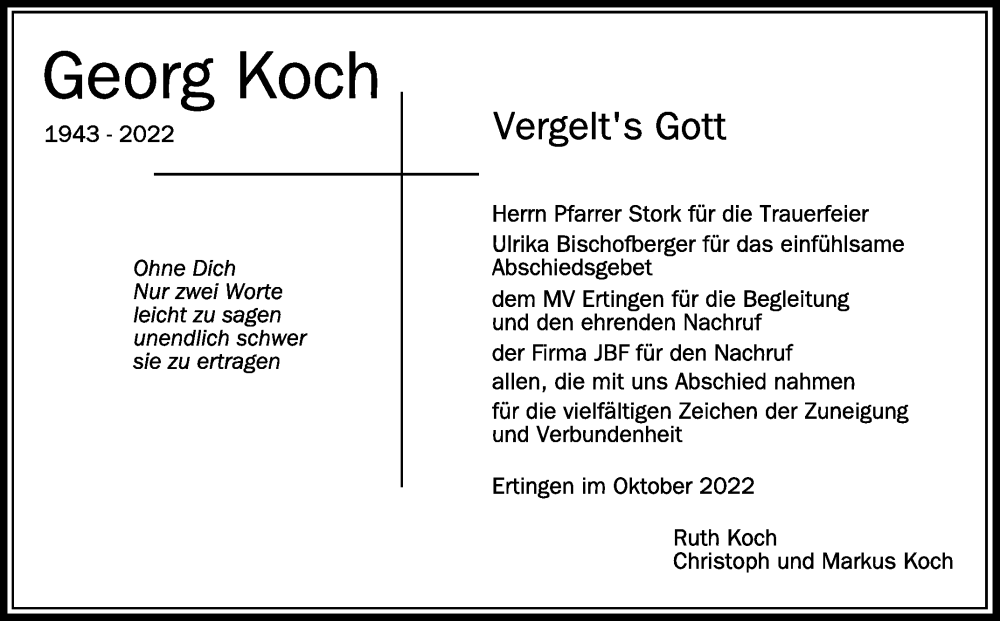 Traueranzeigen Von Georg Koch Schwaebische De Trauerportal