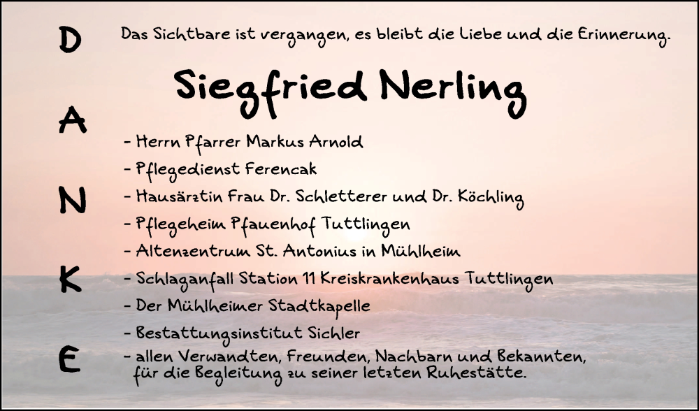  Traueranzeige für Siegfried Nerling vom 28.12.2022 aus Schwäbische Zeitung
