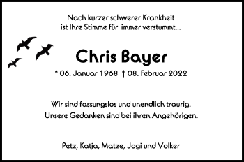 Anzeige von Chris Bayer von Schwäbische Zeitung