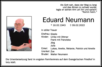 Anzeige von Eduard Neumann von Schwäbische Zeitung