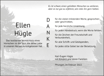 Anzeige von Ellen Hügle von Schwäbische Zeitung