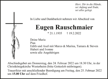 Anzeige von Eugen Rauschmaier von Schwäbische Zeitung