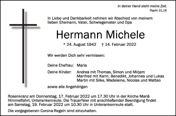 Traueranzeigen von Hermann Michele schwaebische.de Trauerportal