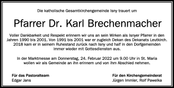 Anzeige von Karl Brechenmacher von Schwäbische Zeitung