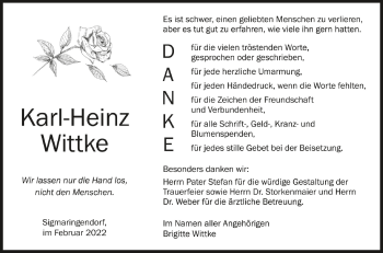 Anzeige von Karl-Heinz Wittke von Schwäbische Zeitung