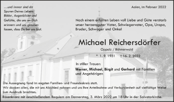 Anzeige von Michael Reichersdörfer von Schwäbische Zeitung