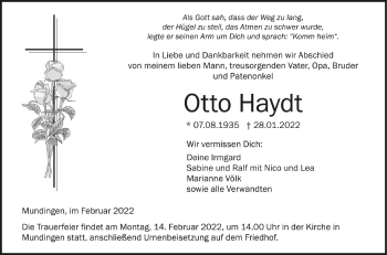 Anzeige von Otto Haydt von Schwäbische Zeitung