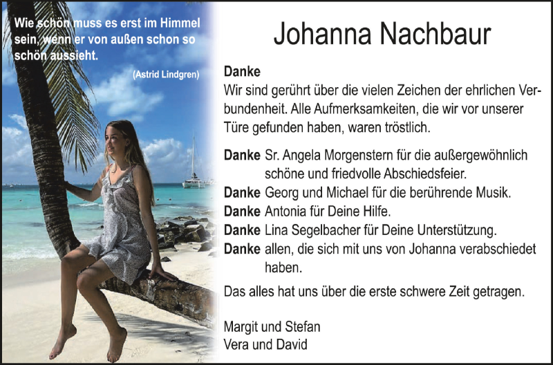  Traueranzeige für Johanna Nachbaur vom 05.03.2022 aus Schwäbische Zeitung