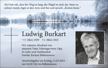 Anzeige von Ludwig Burkart von Schwäbische Zeitung