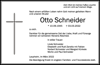 Anzeige von Otto Schneider von Schwäbische Zeitung