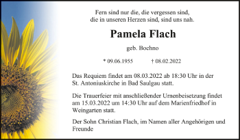 Anzeige von Pamela Flach von Schwäbische Zeitung