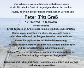 Anzeige von Peter Graß von Schwäbische Zeitung