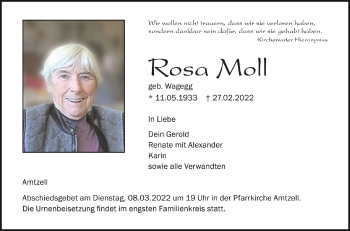 Anzeige von Rosa Moll von Schwäbische Zeitung