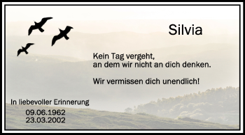 Anzeige von Silvia  von Schwäbische Zeitung