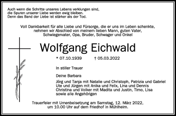 Anzeige von Wolfgang Eichwald von Schwäbische Zeitung