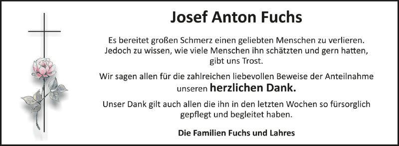  Traueranzeige für Josef Anton Fuchs vom 02.04.2022 aus Schwäbische Zeitung