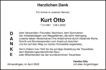 Anzeige von Kurt Otto von Schwäbische Zeitung