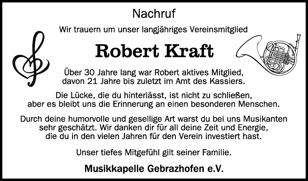  Traueranzeige für Robert Kraft vom 24.09.2022 aus Schwäbische Zeitung