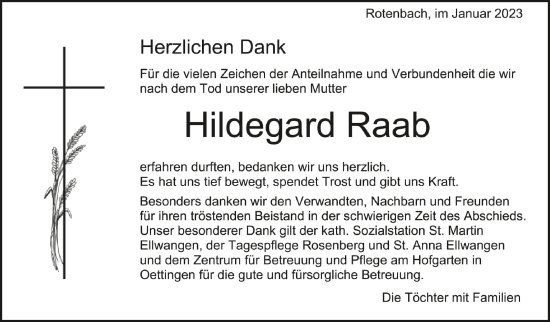 Anzeige von Hildegard Raab von Schwäbische Zeitung