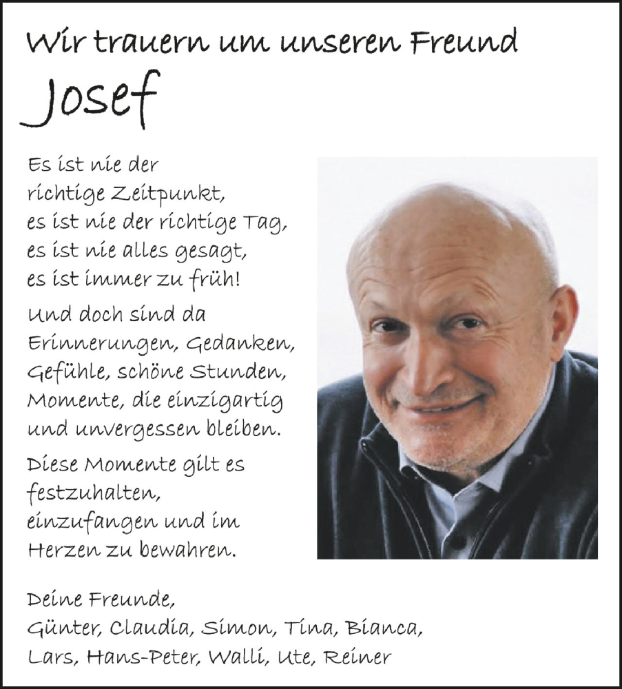  Traueranzeige für Josef Schlegel vom 07.03.2023 aus Schwäbische Zeitung