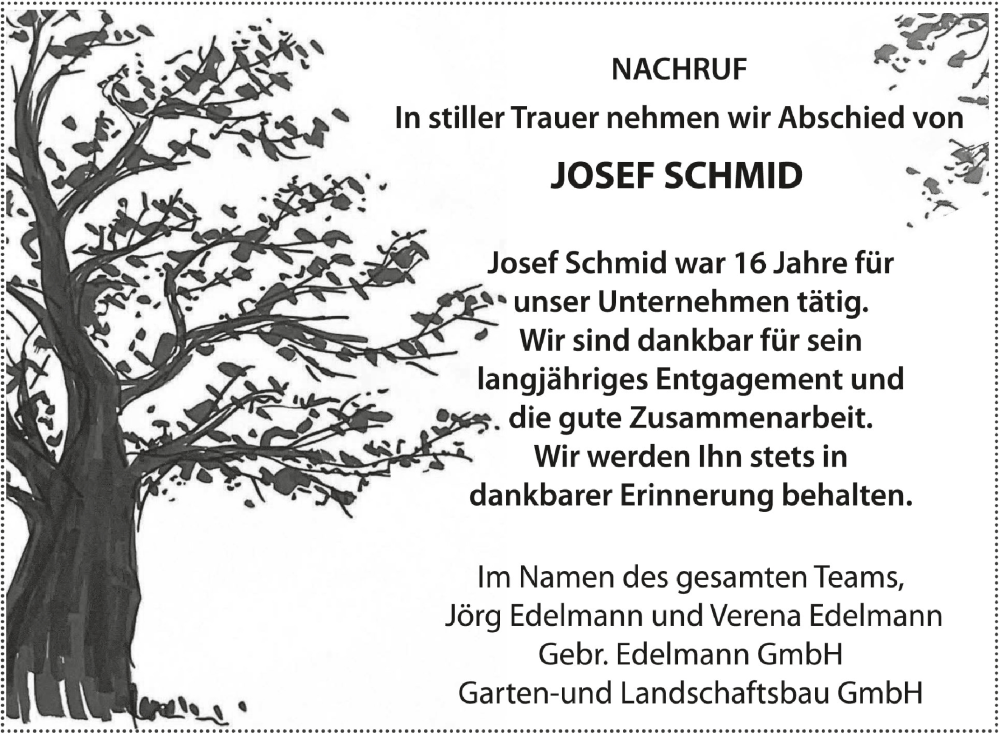  Traueranzeige für Josef Schmid vom 21.07.2023 aus Schwäbische Zeitung