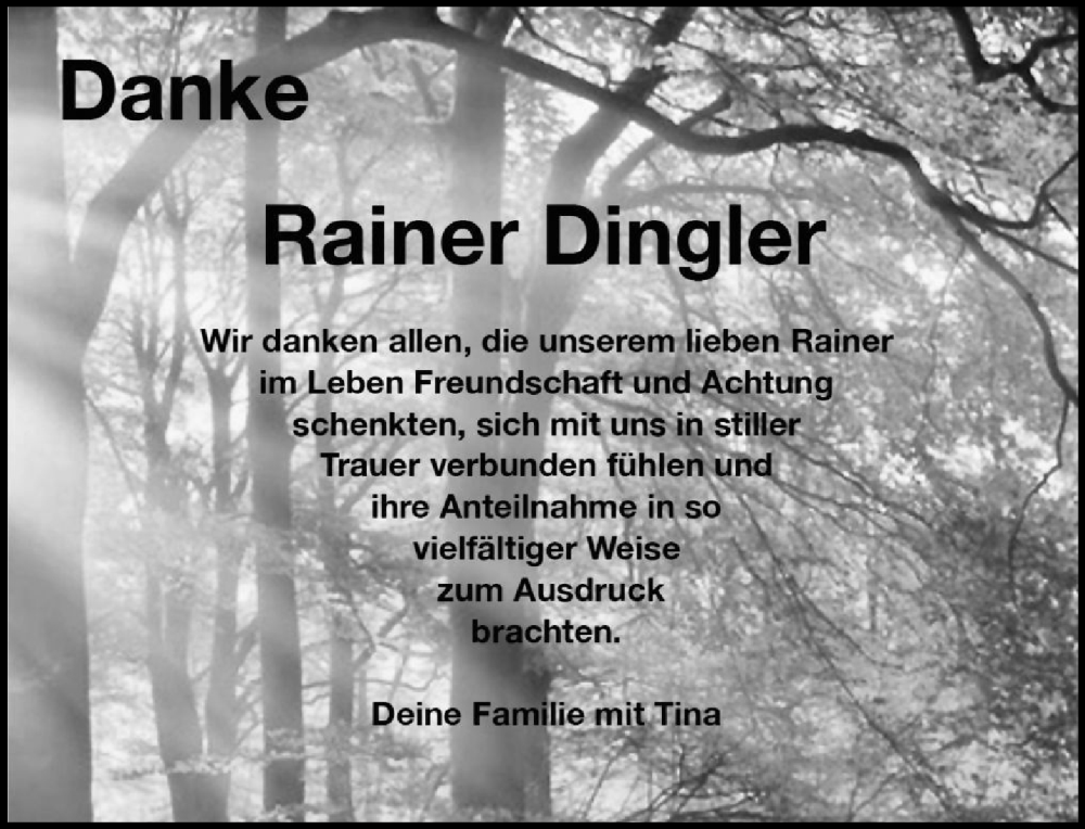  Traueranzeige für Rainer Dingler vom 02.11.2024 aus Tettnang