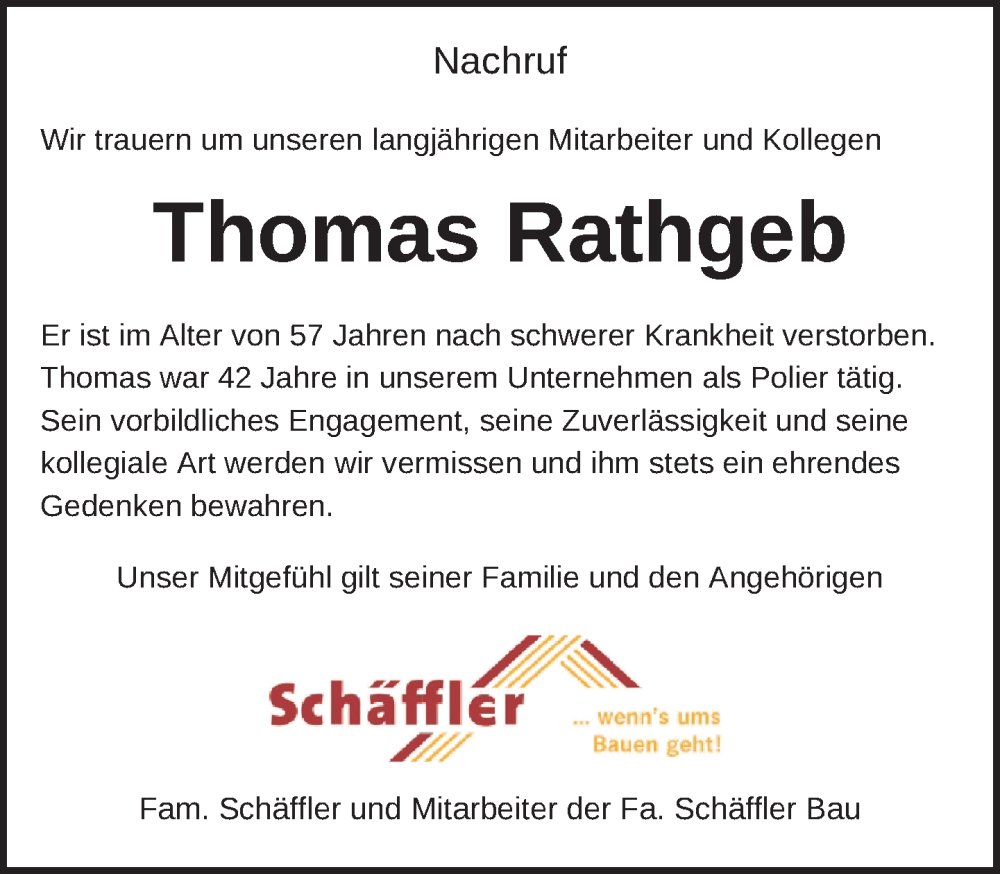  Traueranzeige für Thomas Rathgeb vom 08.11.2024 aus Aalen /Ellwangen