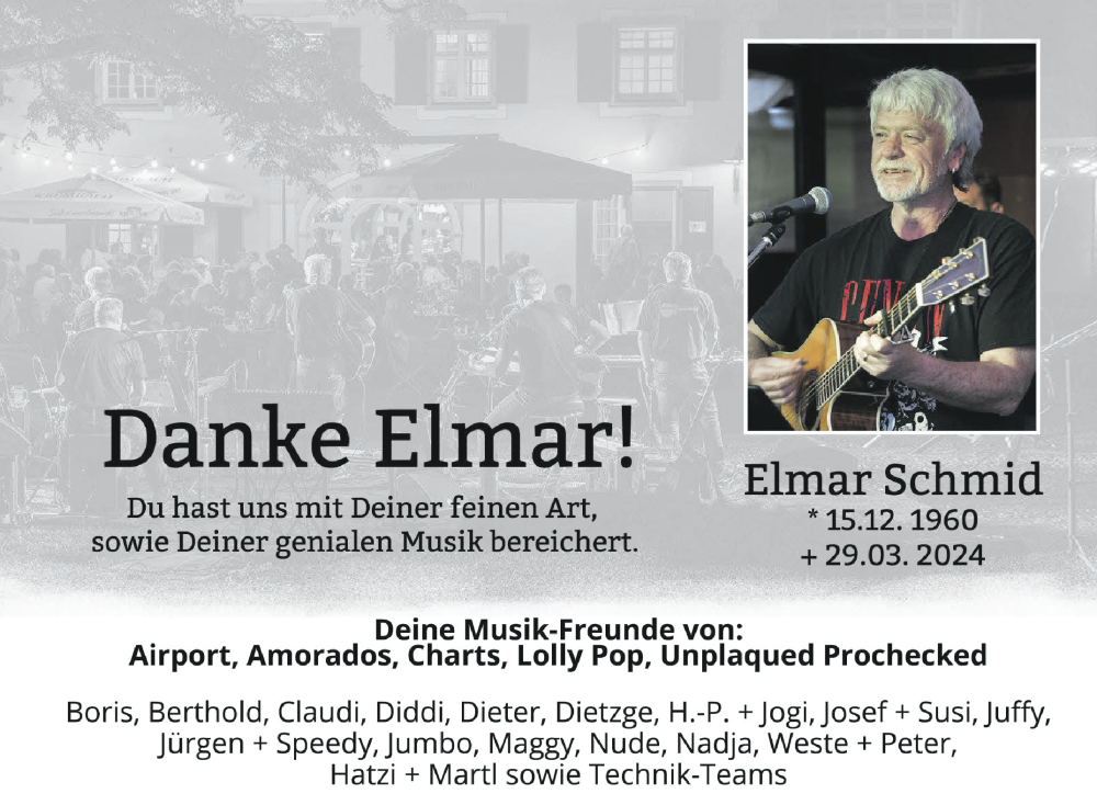  Traueranzeige für Elmar Schmid vom 06.04.2024 aus Schwäbische Zeitung