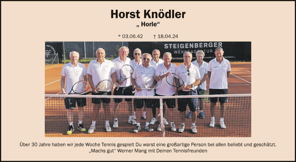  Traueranzeige für Horst Knödler vom 25.04.2024 aus Schwäbische Zeitung