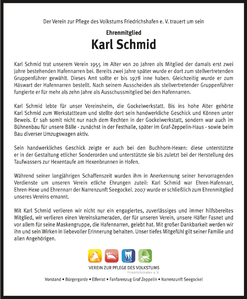  Traueranzeige für Karl Schmid vom 08.05.2024 aus Schwäbische Zeitung
