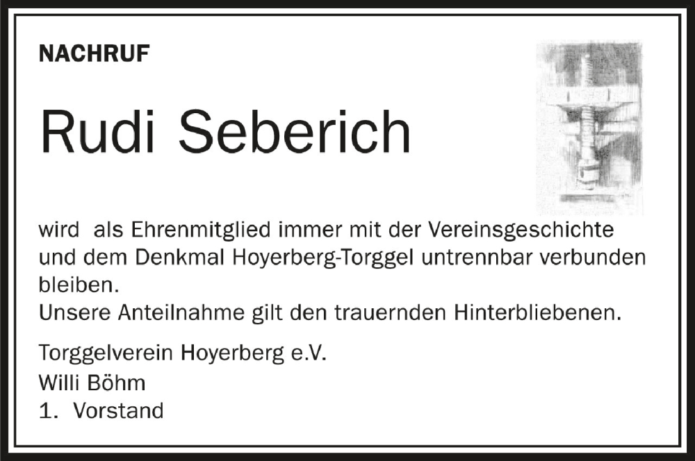  Traueranzeige für Rudi Seberich vom 19.06.2024 aus Schwäbische Zeitung