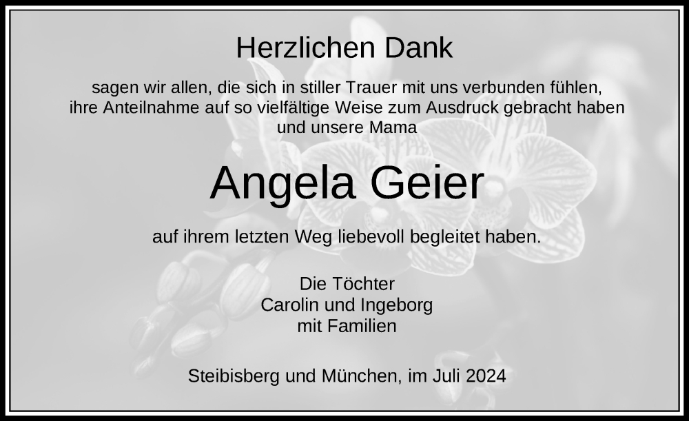  Traueranzeige für Angela Geier vom 06.07.2024 aus Wangen