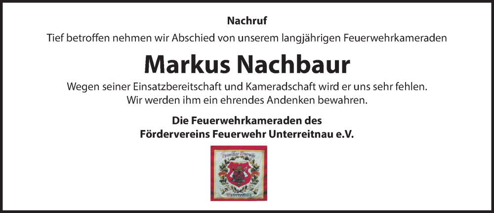  Traueranzeige für Markus Nachbaur vom 24.07.2024 aus Lindau