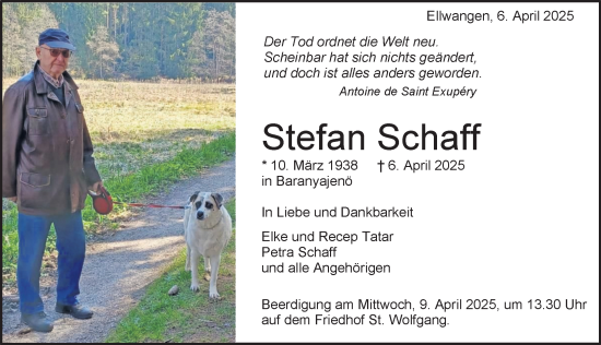 Anzeige von Stefan Schaff von Aalen /Ellwangen