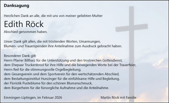 Anzeige von Edith Röck von Tuttlingen, Spaichingen, Trossingen