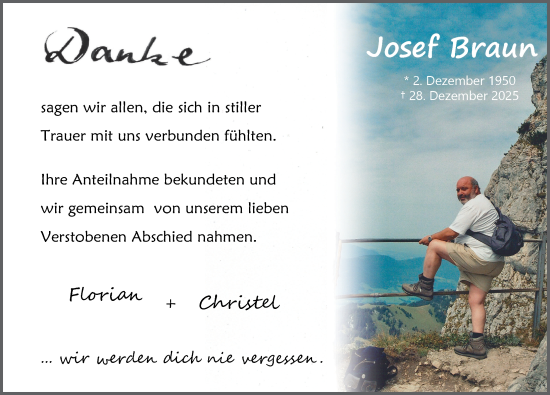 Anzeige von Josef Braun von Ehingen