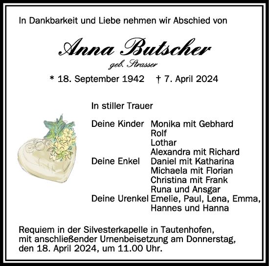 Zur Gedenkseite von Anna Butscher