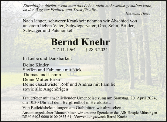 Zur Gedenkseite von Bernd Knehr