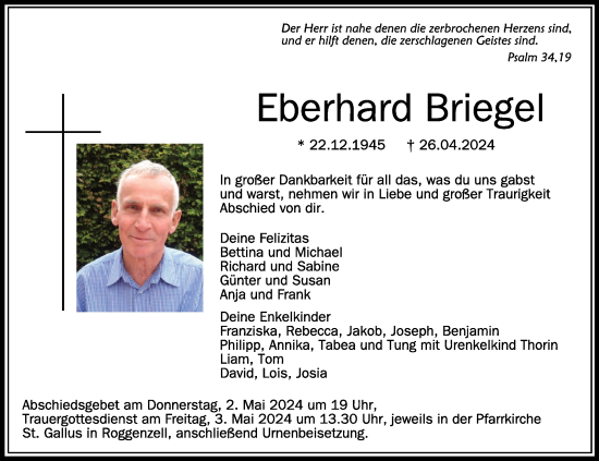 Zur Gedenkseite von Eberhard Briegel