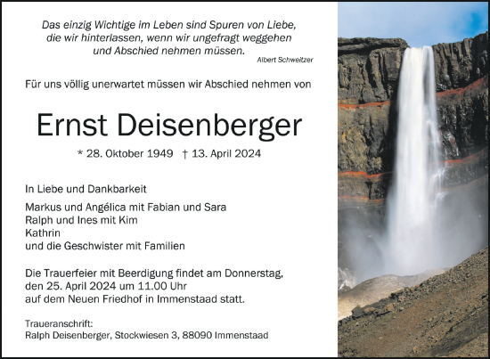 Zur Gedenkseite von Ernst Deisenberger