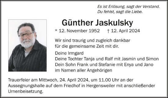 Zur Gedenkseite von Günther Jaskulsky