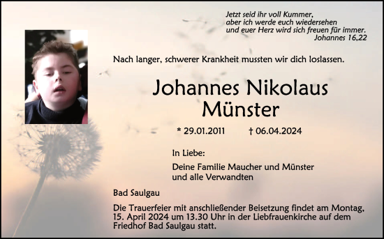 Zur Gedenkseite von Johannes Nikolaus Münster