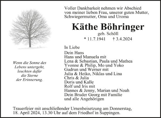 Zur Gedenkseite von Käthe Böhringer