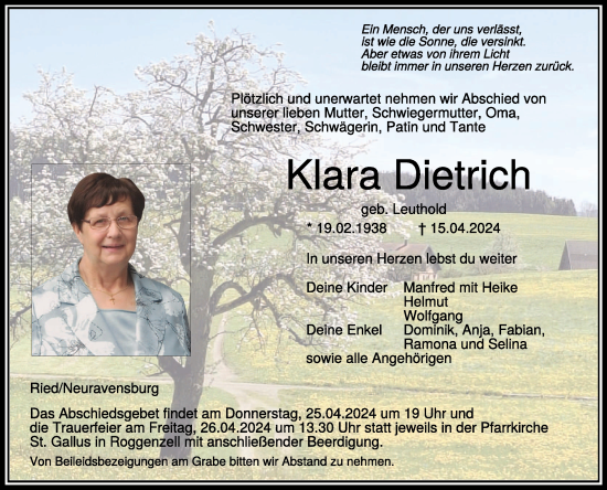 Zur Gedenkseite von Klara Dietrich